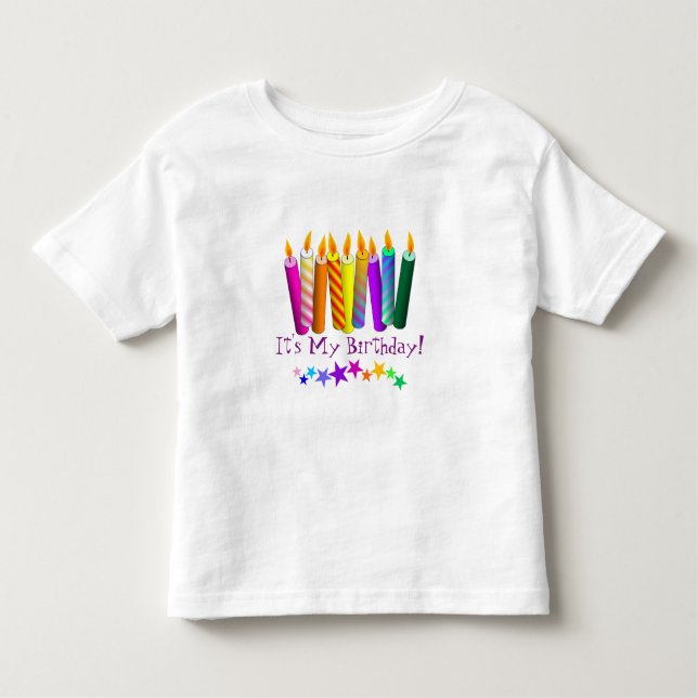 Camiseta Infantil Desejos coloridos da vela do aniversário (Frente)