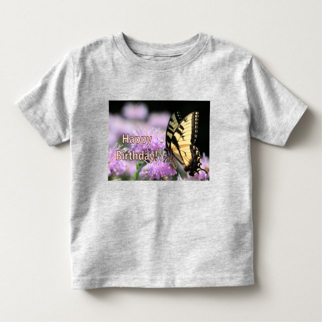 Camiseta Infantil Desejos de aniversário de borboletas (Frente)