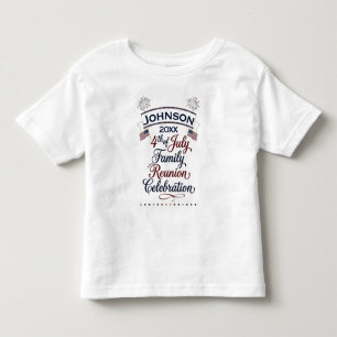 Camiseta Infantil Desenho de Celebração Familiar Patriótica do Dia 4