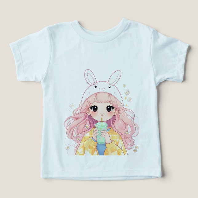 Camiseta infantil desenho de coelho (Design frontal)