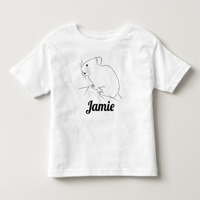Camiseta Infantil Desenho de Pika Adorável, com Nome de Criança (Frente)