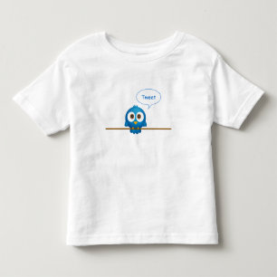 Camiseta Infantil Desenhos animados azuis do pássaro do twitter que