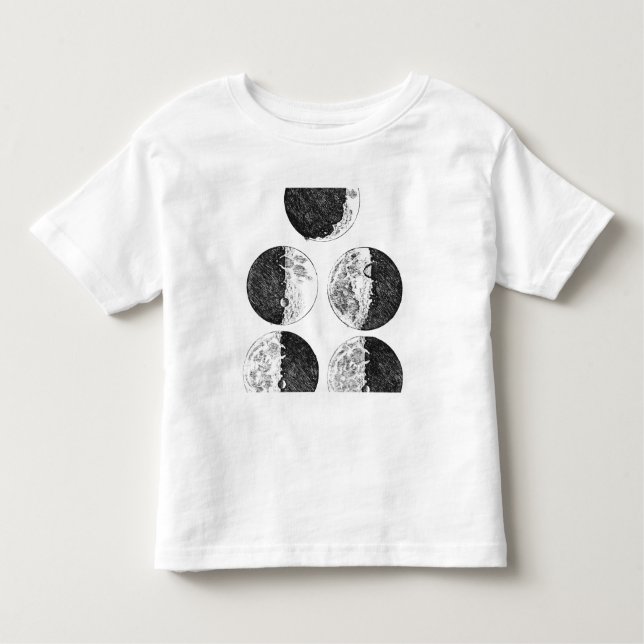 Camiseta Infantil Desenhos de Galileu das fases da lua (Frente)
