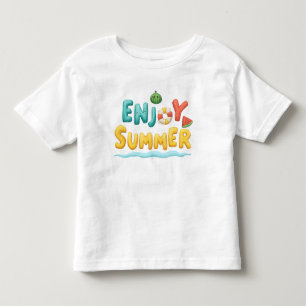 Camiseta Infantil Desfrute da ilustração de texto de verão