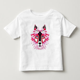 Camiseta Infantil Design- 24531 Pink Wolf Head