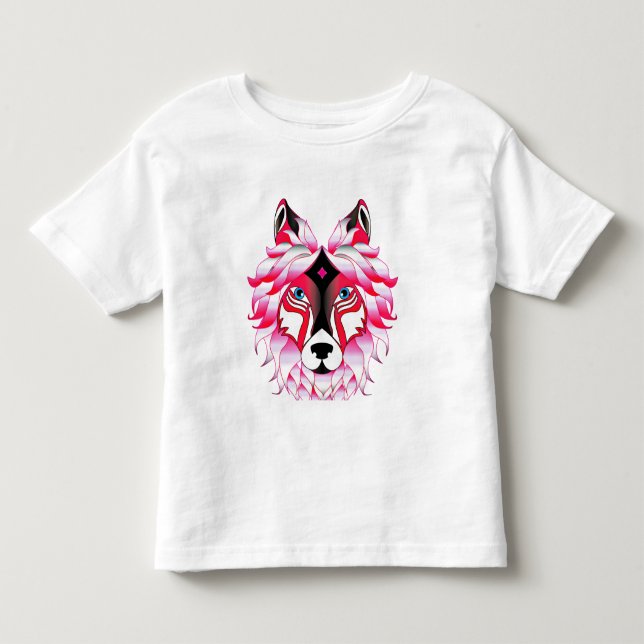 Camiseta Infantil Design- 24531 Pink Wolf Head (Frente)