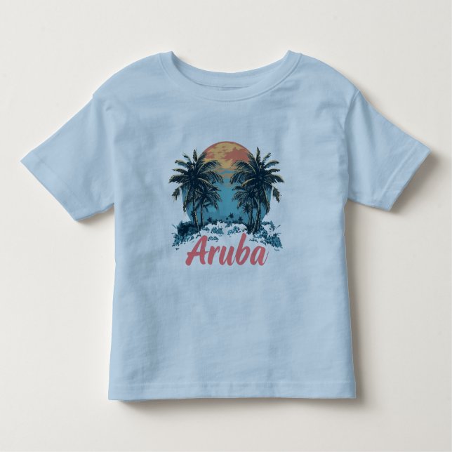 Camiseta Infantil Design da Ilha de Aruba (Versão 2) - Toddler Fine  (Frente)