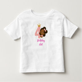 Camiseta Infantil Design de 4º Aniversário da Princesa Rosa