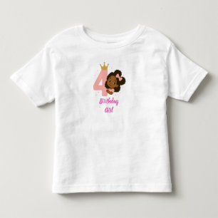 Camiseta Infantil Design de 4º Aniversário da Princesa Rosa