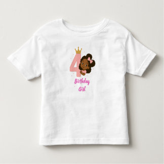 Camiseta Infantil Design de 4º Aniversário da Princesa Rosa
