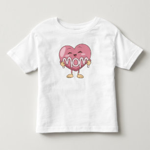 Camiseta Infantil Design de Abraço de Coração de Mãe Kawaii