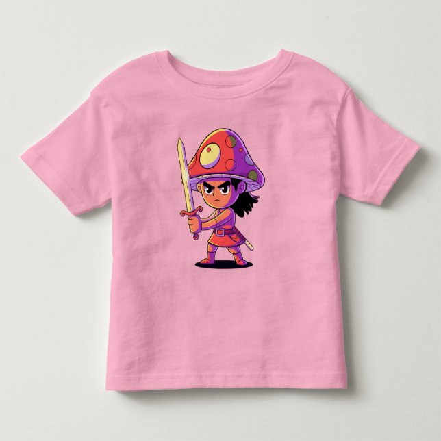 Camiseta Infantil Design de Combate de Cogumelo Negrito (Frente)
