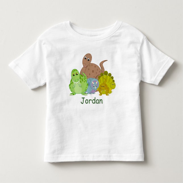 Camiseta Infantil design de desenho animado de dinossauro fofo e per (Frente)