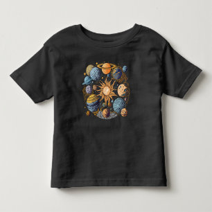 Camiseta Infantil Design de Gráfico do Sistema Solar