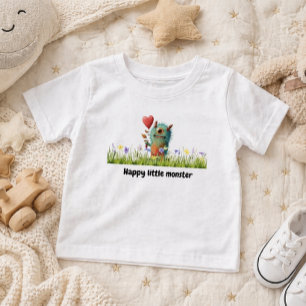 Camiseta Infantil Design de Monstro Feliz e Fofo para Crianças