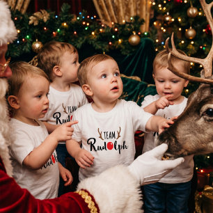 Camiseta Infantil Design de Natal da Família Rudolph