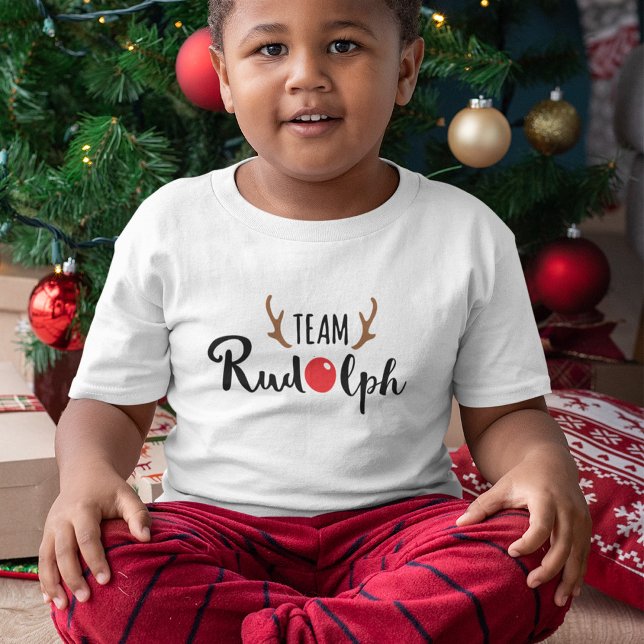 Camiseta Infantil Design de Natal da Família Rudolph Team (Criador carregado)