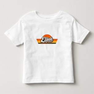 Camiseta Infantil Design de Nome Elijah Retro Pôr do Sol