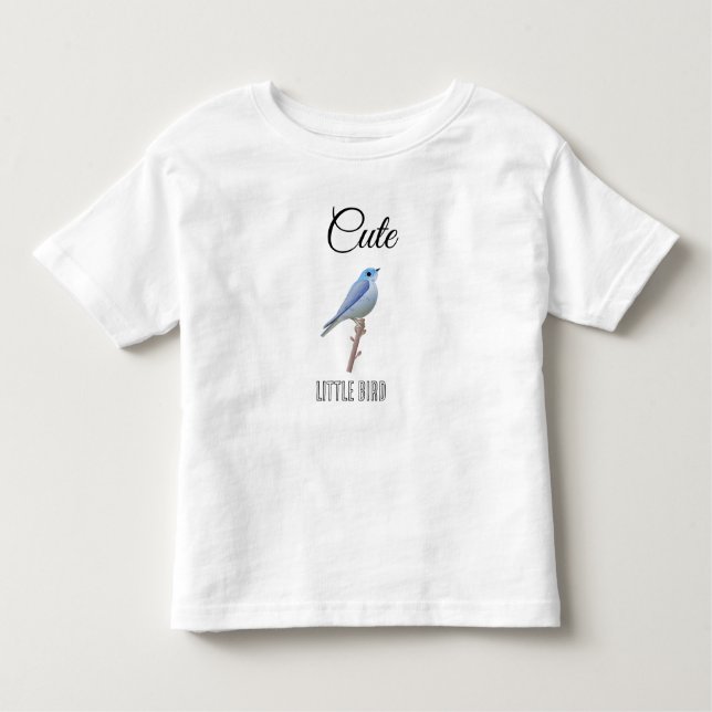 Camiseta Infantil Design de pássaro azul-bonito personalizado (Frente)