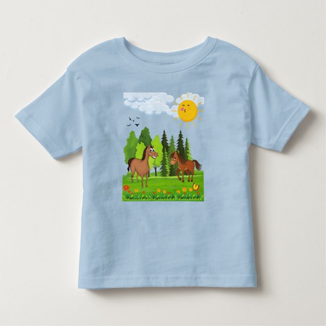 Camiseta Infantil Design de pequenos cavalos para crianças (Frente)