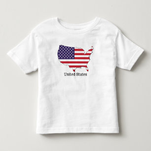 Camiseta Infantil Design de Souvenir da Bandeira e Mapa dos EUA