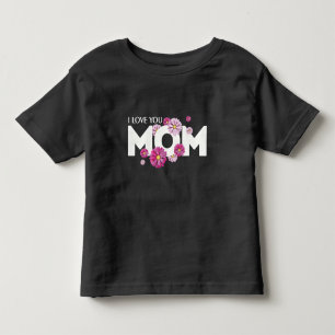 Camiseta Infantil Design De Texto Bonito Eu Te Amo Mãe Com Flores