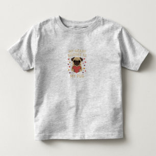 Camiseta Infantil Design de Valentine de Pug Fofo – Meu Coração Pert