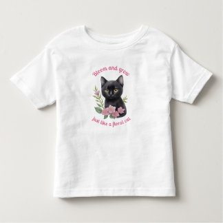 Camiseta Infantil Design Floral de Gato Gato Gato Gato Bastante e Cr