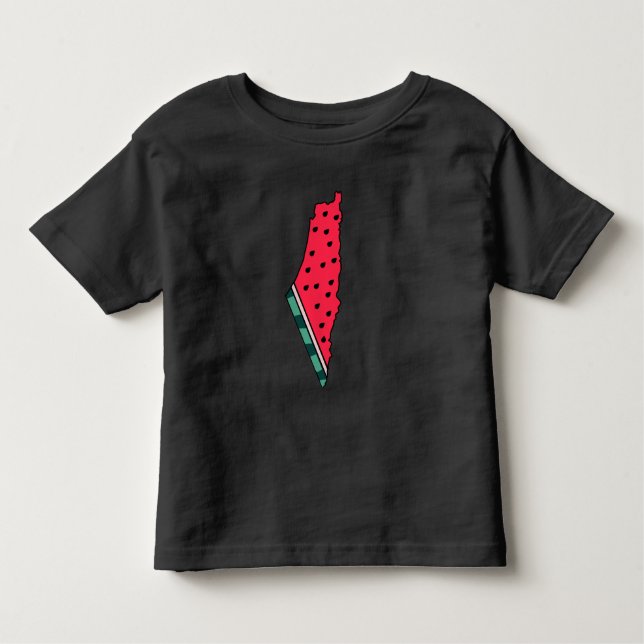Camiseta Infantil design gráfico do mapa de melancia da palestina co (Frente)