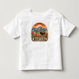 Camiseta Infantil Design Gráfico PNG Montanhas Vintage Montana