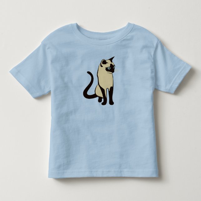 Camiseta Infantil Design Minimalista de Gato Tailandês Tradicional (Frente)