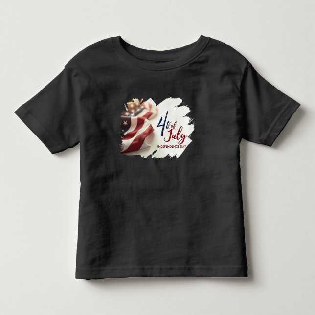 Camiseta Infantil Design Patriótico do Dia da Independência 4 de Jul (Frente)