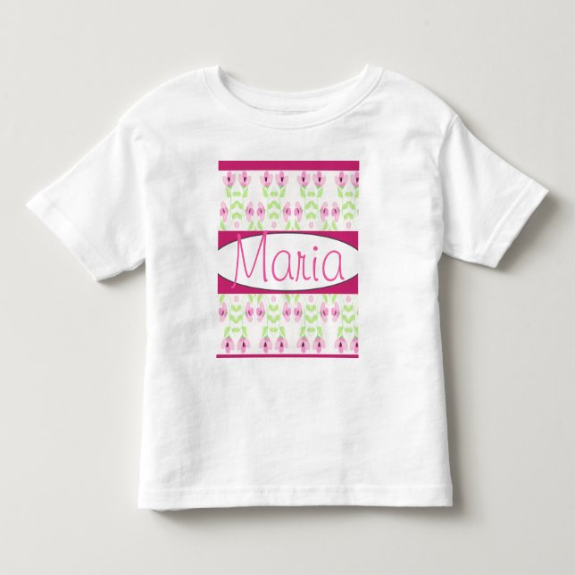 Camiseta Infantil Designer Floral Rosa (Frente)
