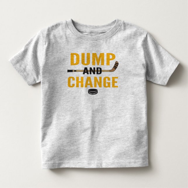 Camiseta Infantil Despejo e mudança de hóquei em preto e Dourado (Frente)