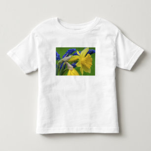 Camiseta Infantil Detalhe das flores de daffodil e hyacinth. Crédit