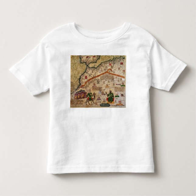 Camiseta Infantil Detalhe de cópia de um mapa Catalan de Europa (Frente)