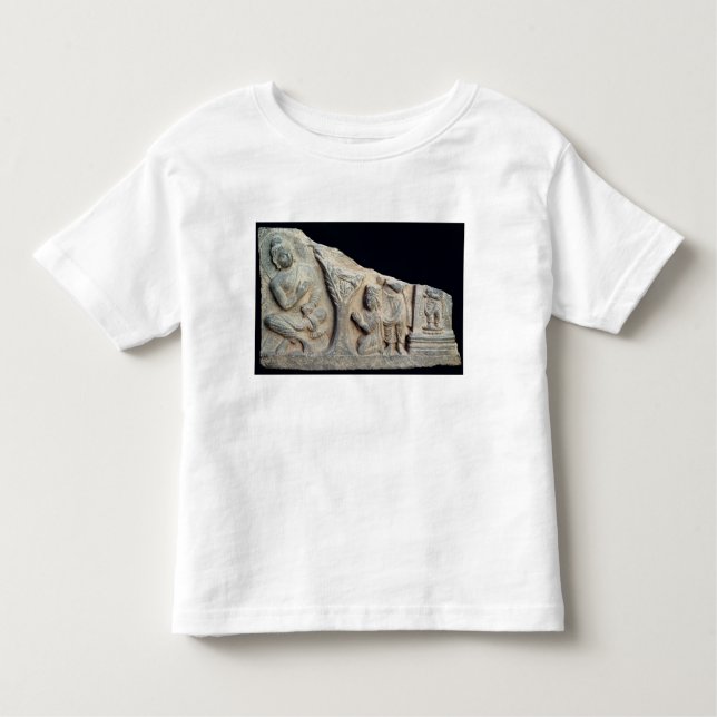 Camiseta Infantil Detalhe de friso do alivio que descreve assentado (Frente)