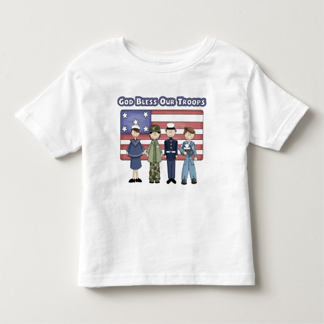 Camiseta Infantil Deus abençoe Nossas Tropas - Toddler T Shirt (Frente)