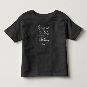 Camiseta Infantil Devida Em Janeiro Carregando De Swan Engraçado Um