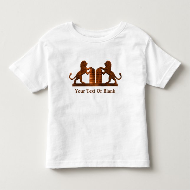 Camiseta Infantil Dez Mandamentos e Leões (Frente)