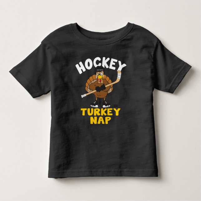 Camiseta Infantil Dia de Ação de Graças da Turquia de Hockey (Frente)