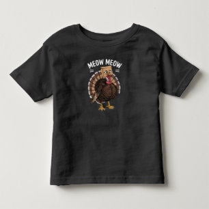 Camiseta Infantil Dia de Ação de Graças Peru Engraçado Gato Miau Out