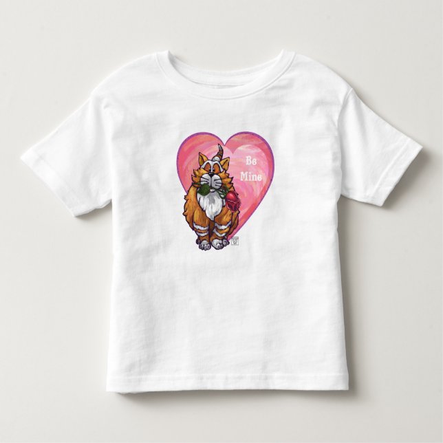Camiseta Infantil Dia de os namorados Ginger Cat (Frente)