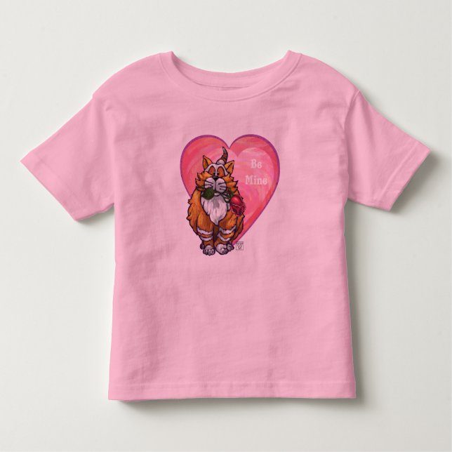 Camiseta Infantil Dia de os namorados Ginger Cat (Frente)