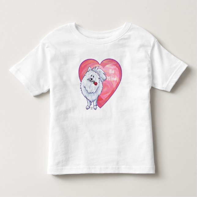 Camiseta Infantil Dia de os namorados Pomerano Branco (Frente)