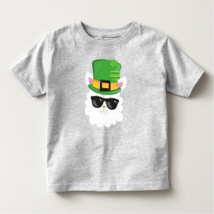 Camiseta Infantil Dia de São Patrício, Alpaca, Llama, Chapéu Leprech