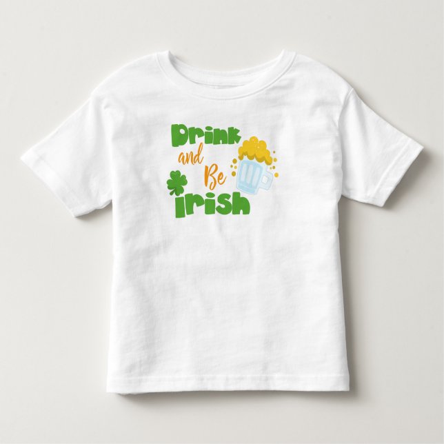 Camiseta Infantil Dia de São Patrício, Cerveja, Bebida E Seja Irland (Frente)