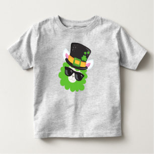 Camiseta Infantil Dia de São Patrício, Llama, Alpaca, Chapéu Leprech