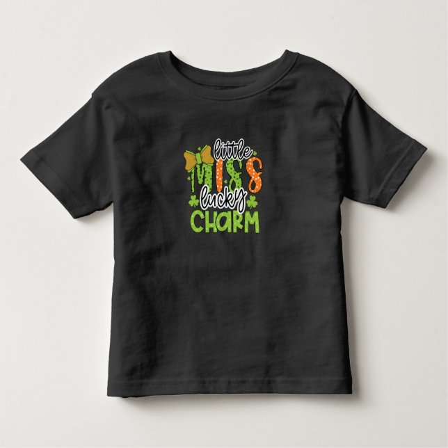 Camiseta Infantil Dia de São Patrício Menina Sortudo (Frente)