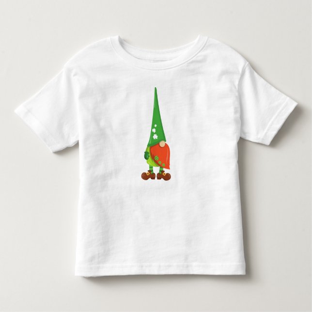 Camiseta Infantil Dia de São Patrício, Roupas Sortudas, Gnomo Bonito (Frente)